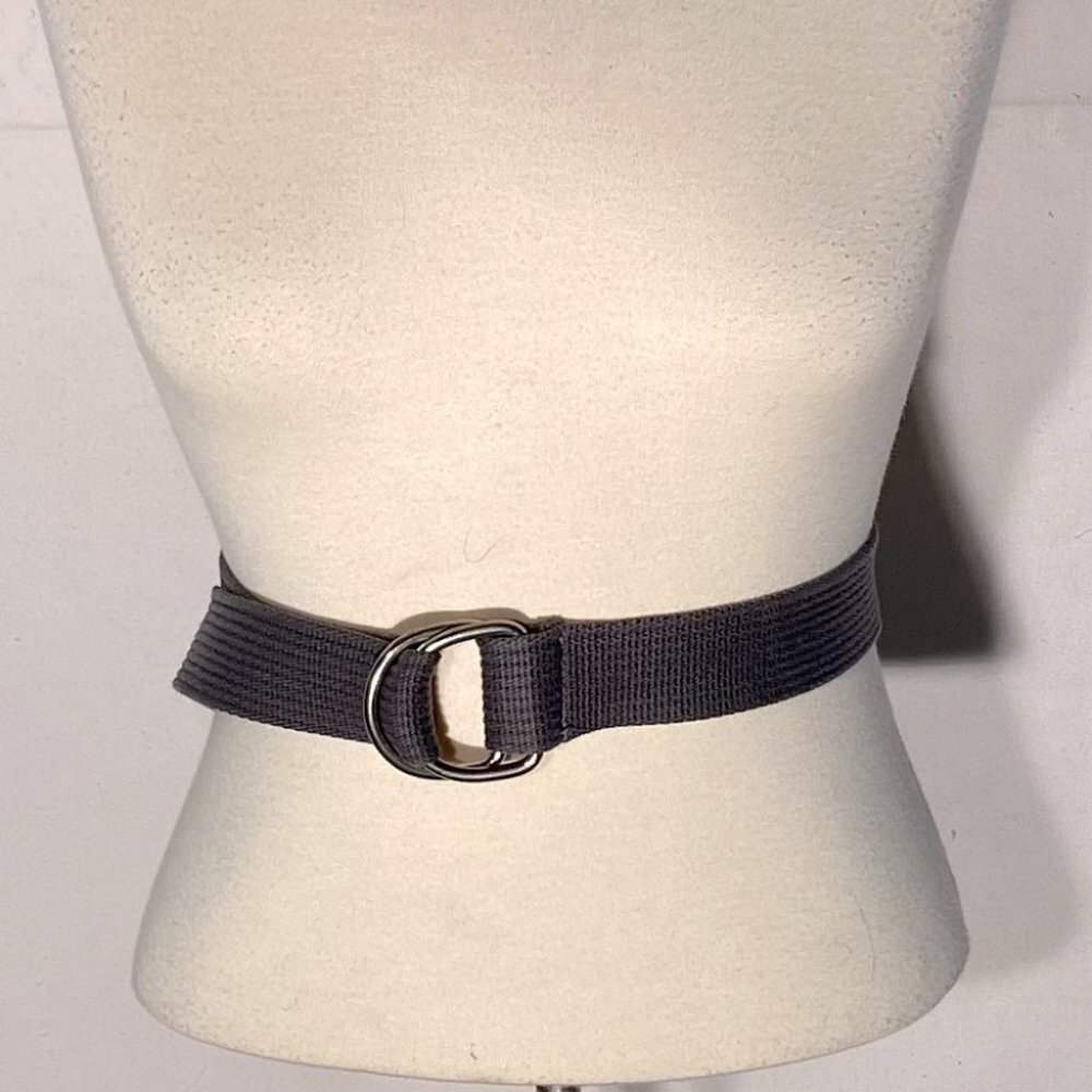 Grey Woven Canvas Belt with D Style Buckle